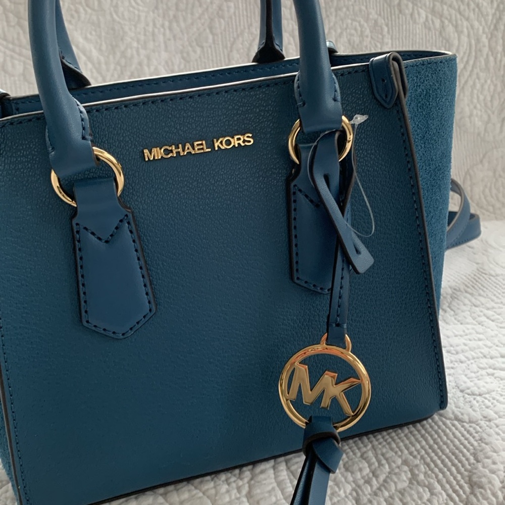 ♥️♥️♥️♥️ Michael Kors Blue leather/suede small bag ♥️♥️♥️♥️ - Picture 8 of 11